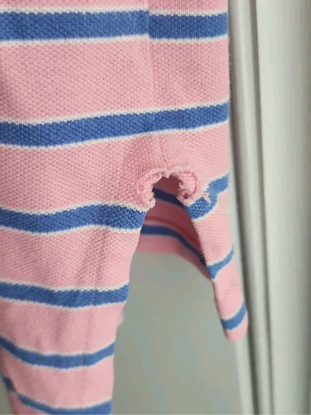 Ralph Lauren Pink Polo with Blue Stripes Large